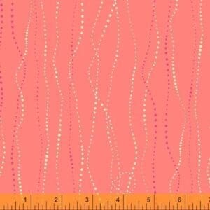 colourful linear dot patterns on a coral background