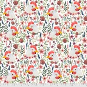 Farm Friends Floral Chicken WHITE