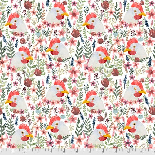 Farm Friends Floral Chicken WHITE