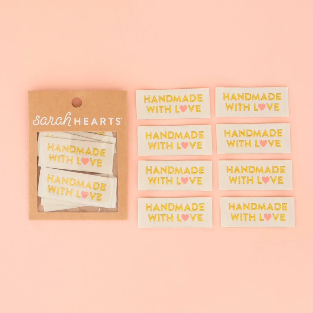 Sarah Hearts Handmade with Love Gold Labels