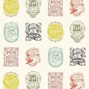 Moda Song Book Hymn Small Block Panel Multicolour